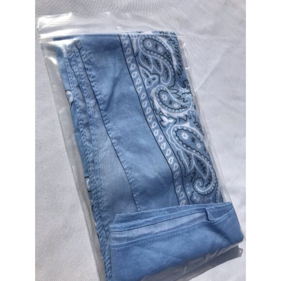 Vtg USA Hankie Bandana Handkerchief Western Rockabilly Kerchief Turquoise Blue - Picture 15 of 15